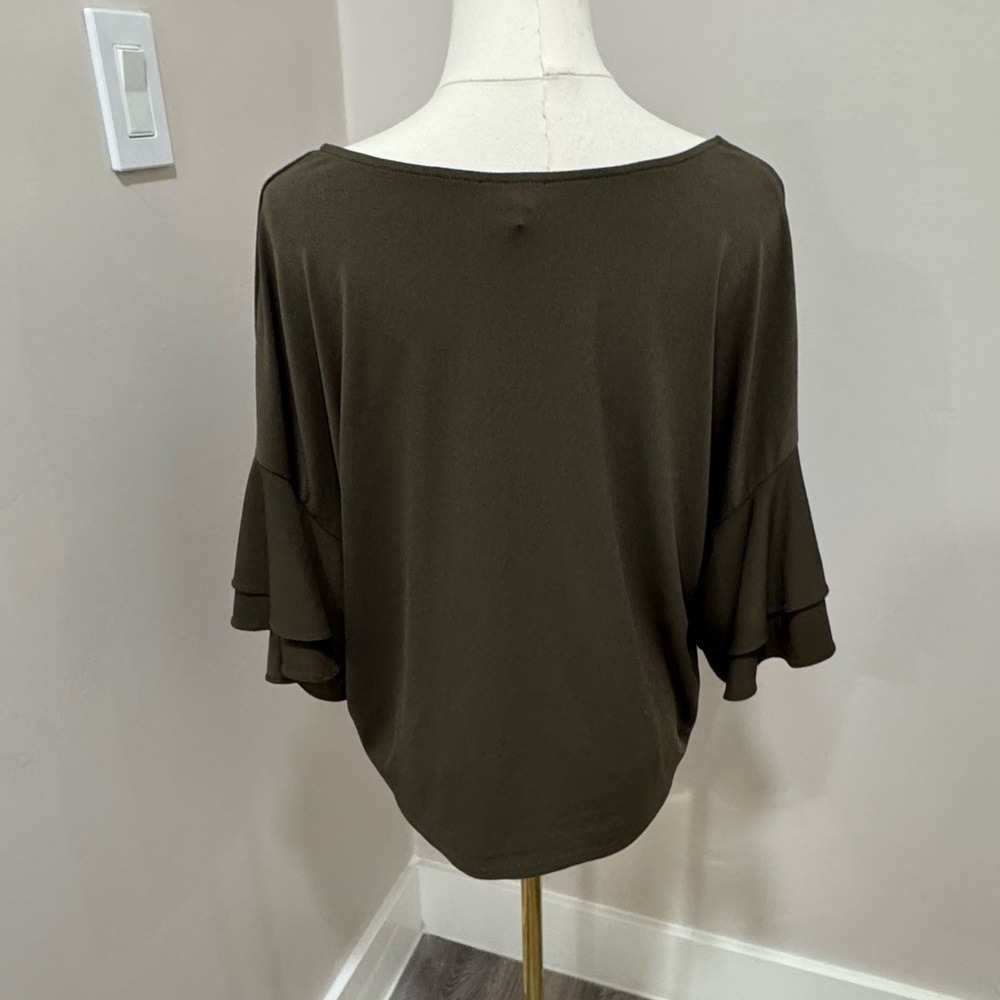 Express Olive Green Top Blouse Medium - Picture 4 of 5